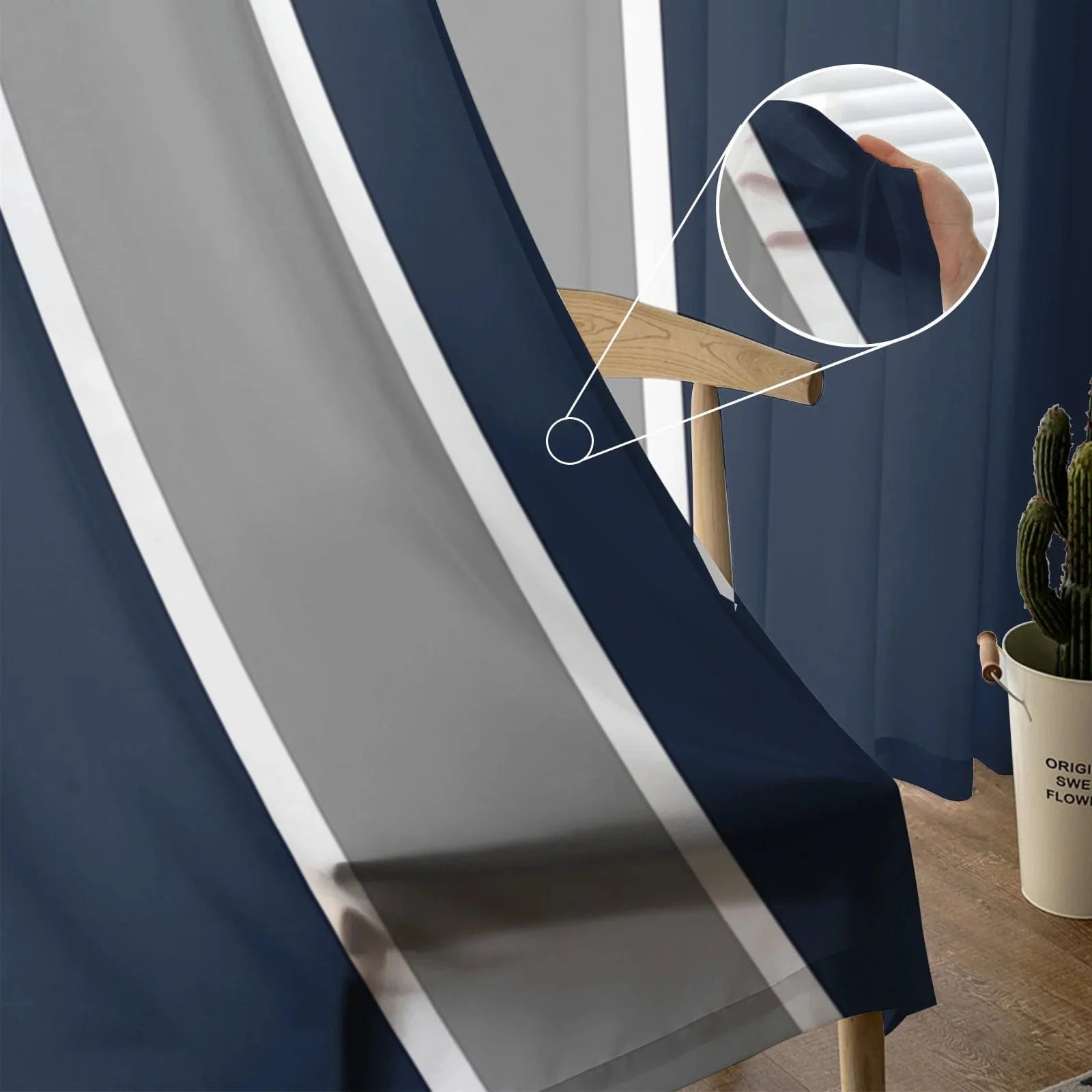 Rideau salon noir à à quadrillage blanc prestige