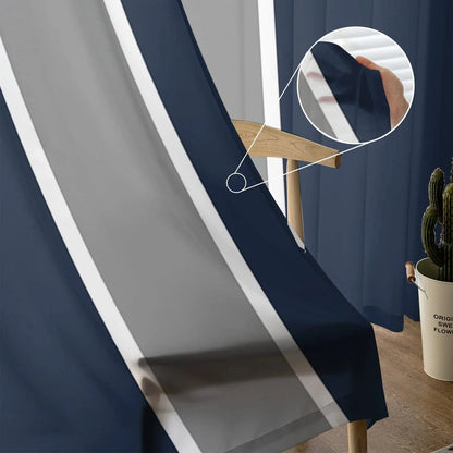 Rideau salon noir à à quadrillage blanc prestige