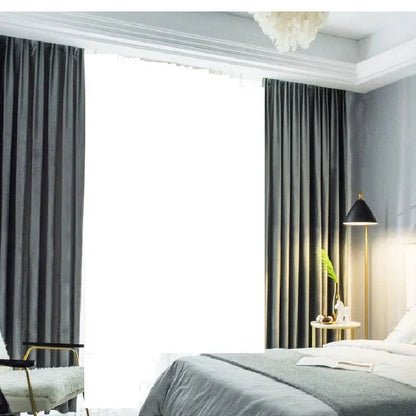 Rideau velours gris traditionnel