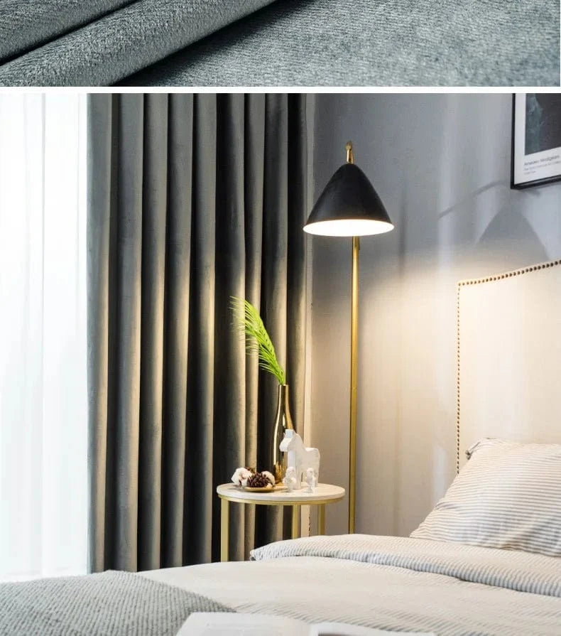 Rideau velours gris traditionnel