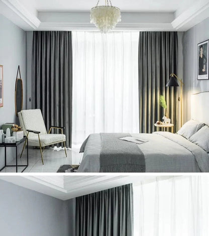 Rideau velours gris traditionnel